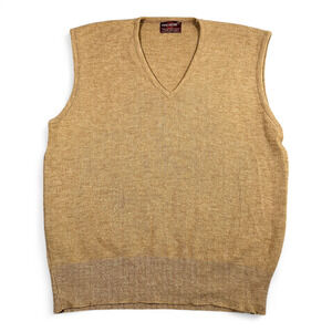 Vintage Kingsport Sweater Vest Adult MEDIUM Brown V Neck Knit USA Made 70s